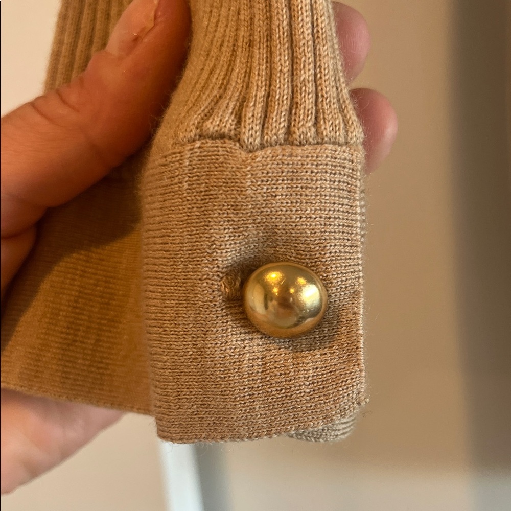 Banana Republic Camel Ribbed Button-Front Cardigan w/ Tie - Picture 5 of 7